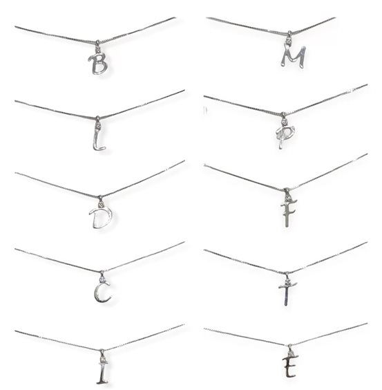 Collana Promesse Donna in Oro bianco Diamante 0.007 Ct LETTERAR - LETTERAR